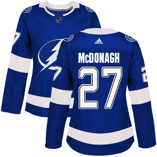 Adidas Tampa Bay Lightning 27 Ryan McDonagh Blue Home Authentic Women Stitched NHL Jersey
